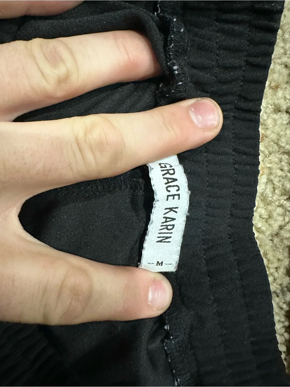 Grace Karin Black Tie Waist Jogger Pants Size Medium - Picture 4 of 5